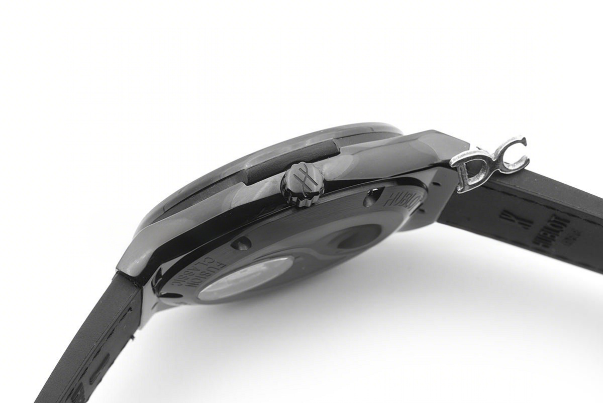 Hublot Classic Fusion Tourbillon 45mm Black Dial in Steel on Black Leather Strap-fasswatch