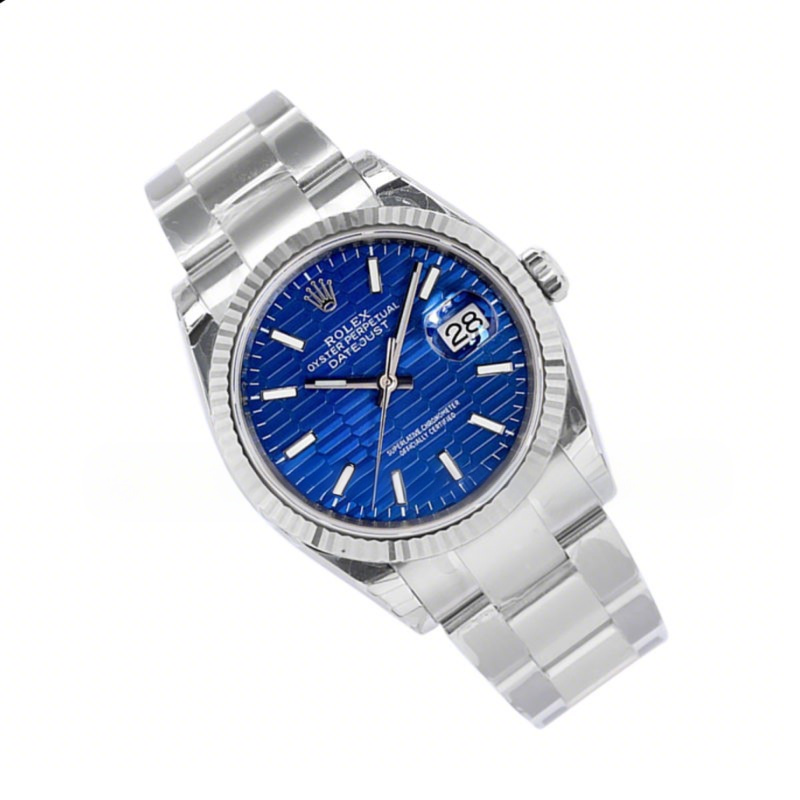 Rolex Datejust 36 126234 Blue Motif Dial in Steel in Oyster Bracelet-fasswatch