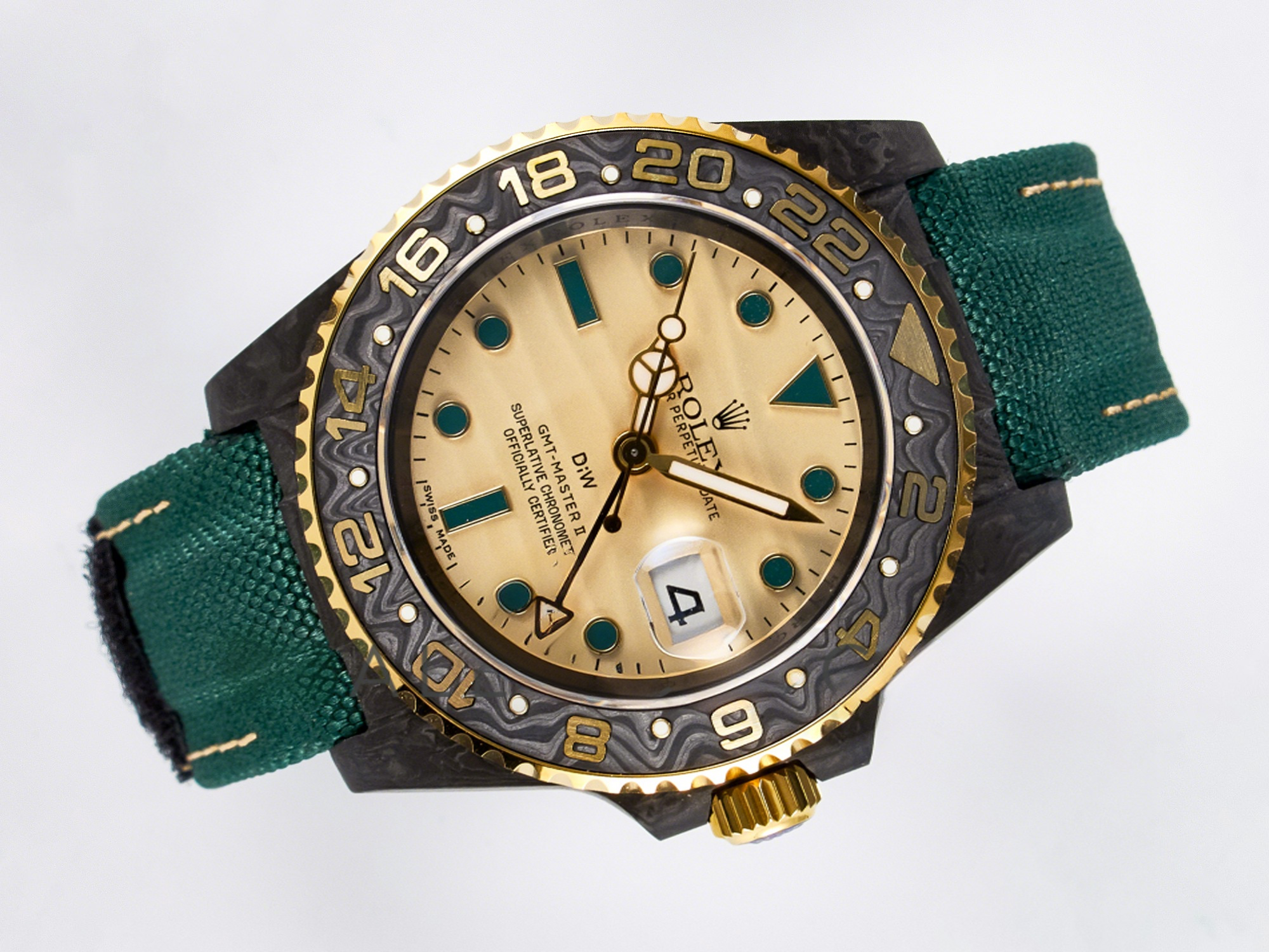 Rolex GMT Carbon DIWF Best Edition Yellow Dial on Green Nylon Strap SA3285 CHS V2-fasswatch
