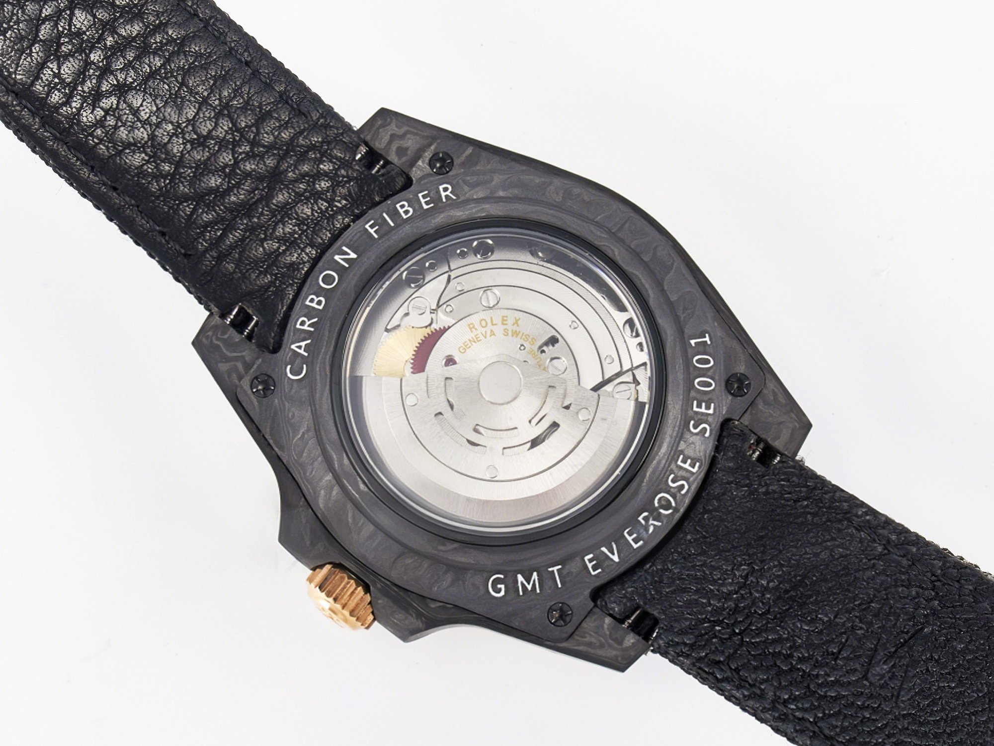 Rolex GMT Carbon DIWF Best Edition Black Carbon Dial RG Markers on Black Nylon Strap SA3186 CHS-fasswatch