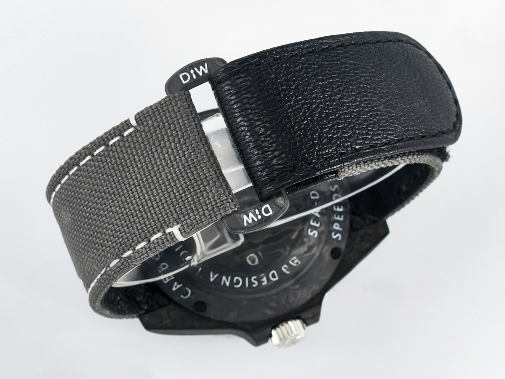 Rolex Sea Dweller 43mm Black Carbon DIWF Best Edition Gray Dial on Gray Nylon Strap A2824 V2-fasswatch