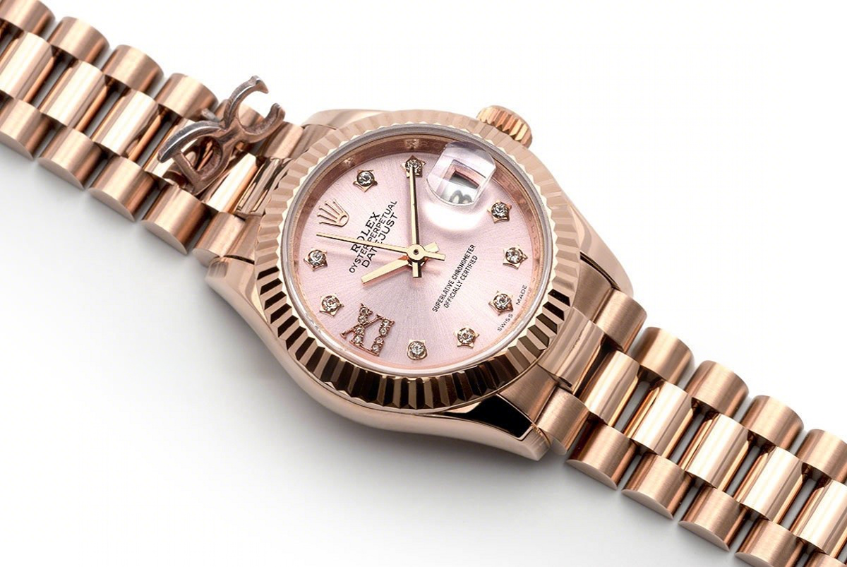 Rolex Ladies Datejust 279175 Pink Dial with Diamonds Markers in Rose Gold-fasswatch