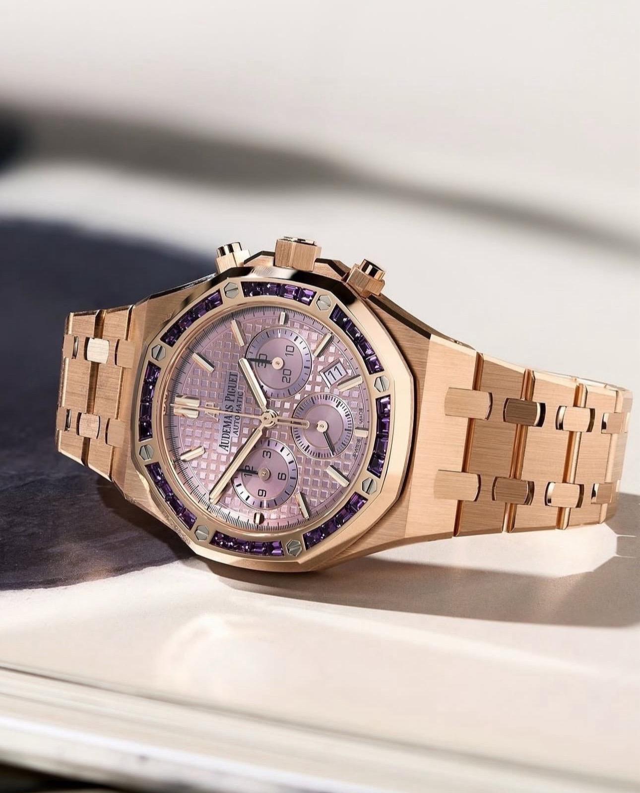 Audemars Piguet Royal Oak Chronograph 38 Pink Gold / Amethysts / Purple - 26319OR.AY.1256OR.01-fasswatch