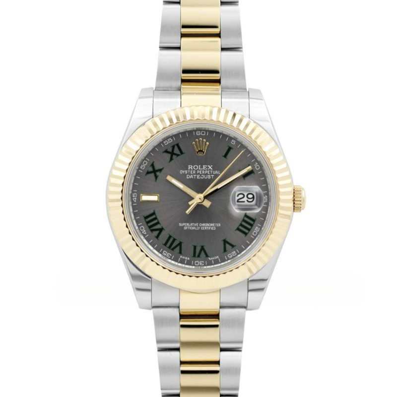 Rolex Datejust II 111497 Silver Dial in Gold/Steel with Roman Markers on Oyster Bracelet (Wimbledon)-fasswatch