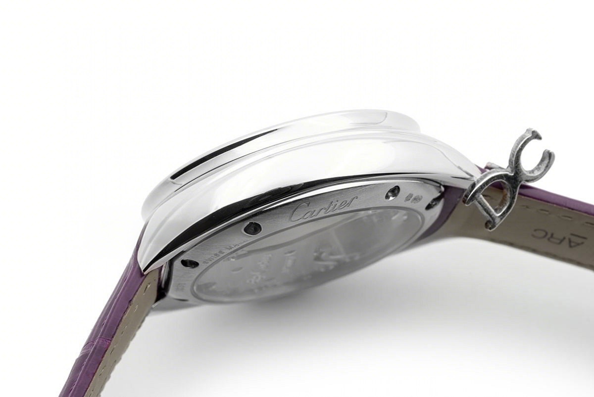 Cle de Cartier Tourbillon White Gold 35mm on Purple Leather Strap-fasswatch