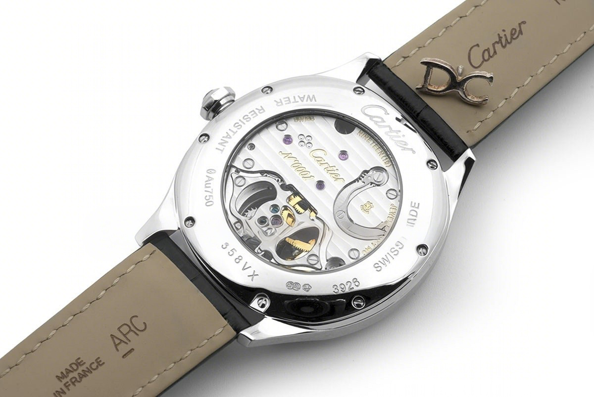 Cartier Drive de Cartier Tourbillon Grey Dial with Diamond Bezel in White Gold on Black Leather Strap-fasswatch