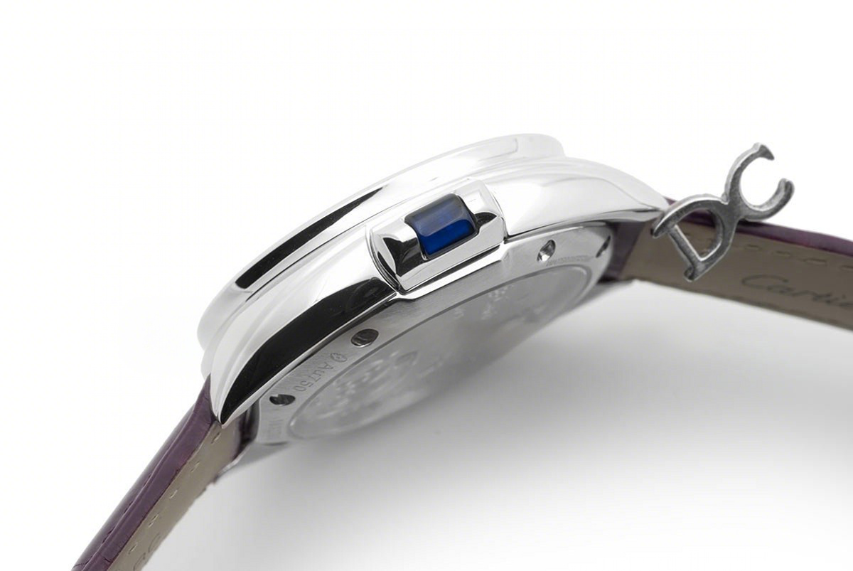 Cle de Cartier Tourbillon White Gold 35mm on Purple Leather Strap-fasswatch