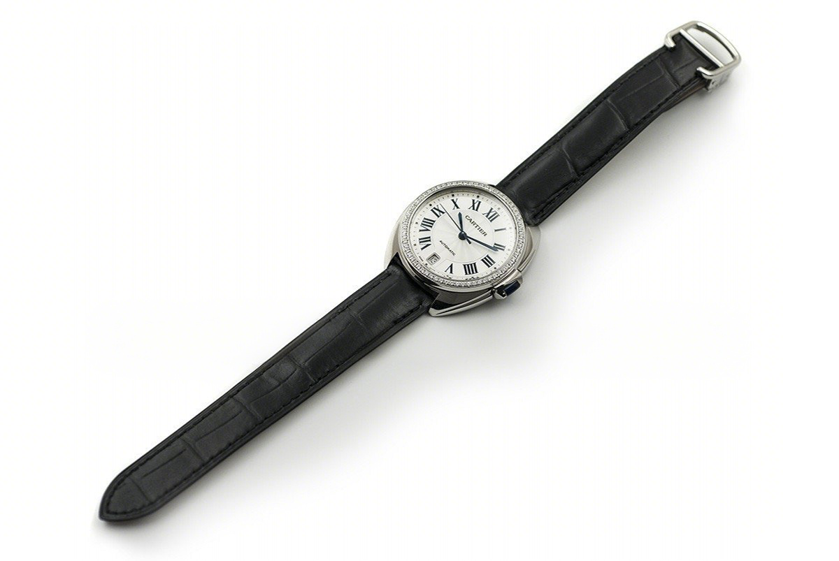Cle de Cartier in Steel 35mm with Diamond Bezel-fasswatch