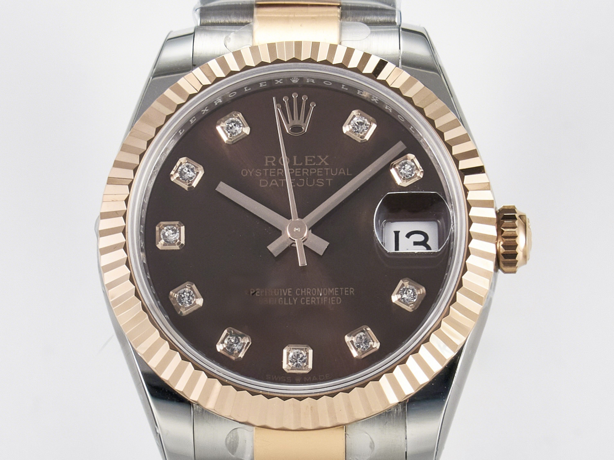 Rolex DateJust 31 278271 ARF 1:1 Best Edition 904L Steel Brown Diamonds Dial on SS/RG Oyster Bracelet ETA 2688-fasswatch