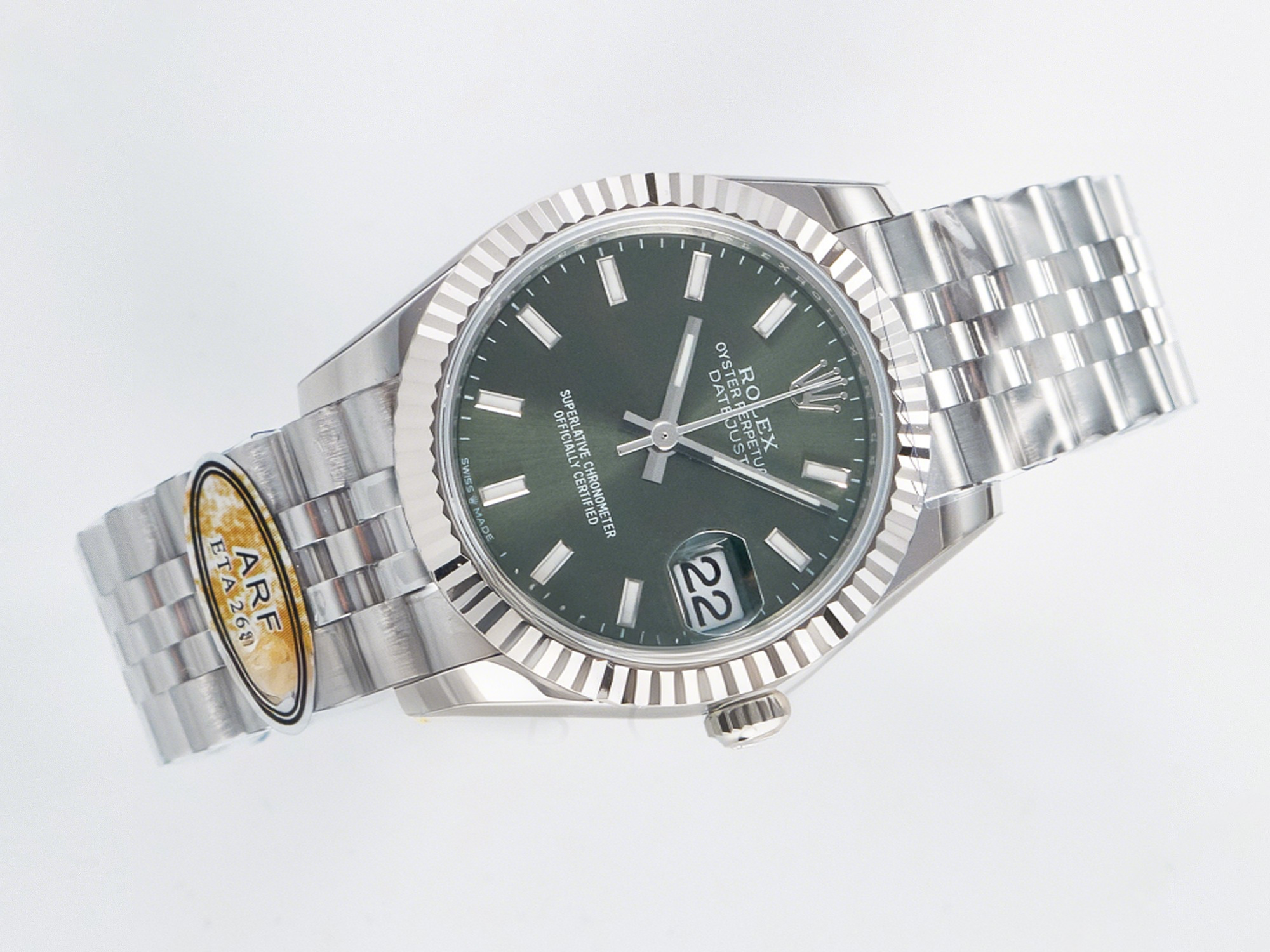 Rolex DateJust 31 278274 ARF 1:1 Best Edition 904L Steel Green Dial Stick Marker on SS Jubilee Bracelet ETA 2688-fasswatch