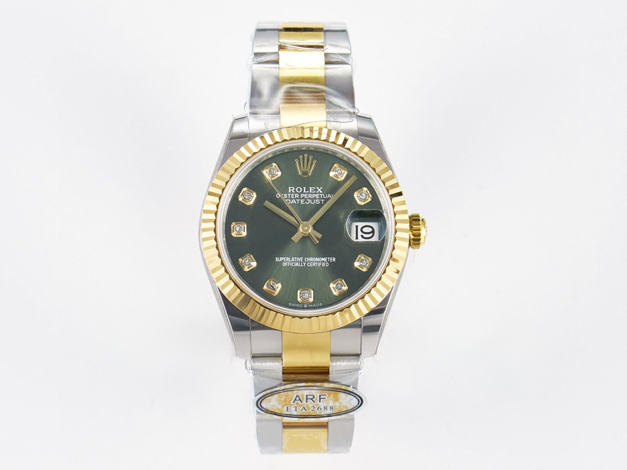 Rolex DateJust 31 278383 ARF 1:1 Best Edition 904L Steel Green Diamonds Dial on SS/YG Oyster Bracelet ETA 2688-fasswatch