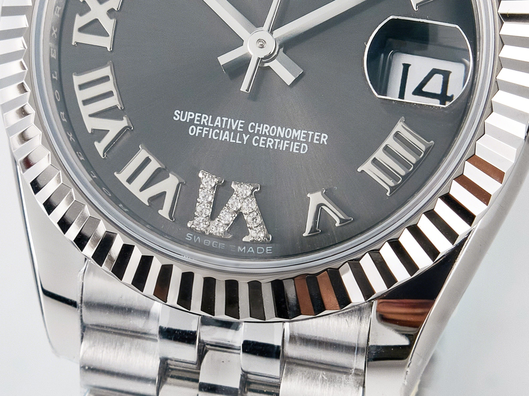 Rolex DateJust 31 278274 ARF 1:1 Best Edition 904L Steel Gray Roman Diamonds Dial on SS Jubilee Bracelet ETA 2688-fasswatch