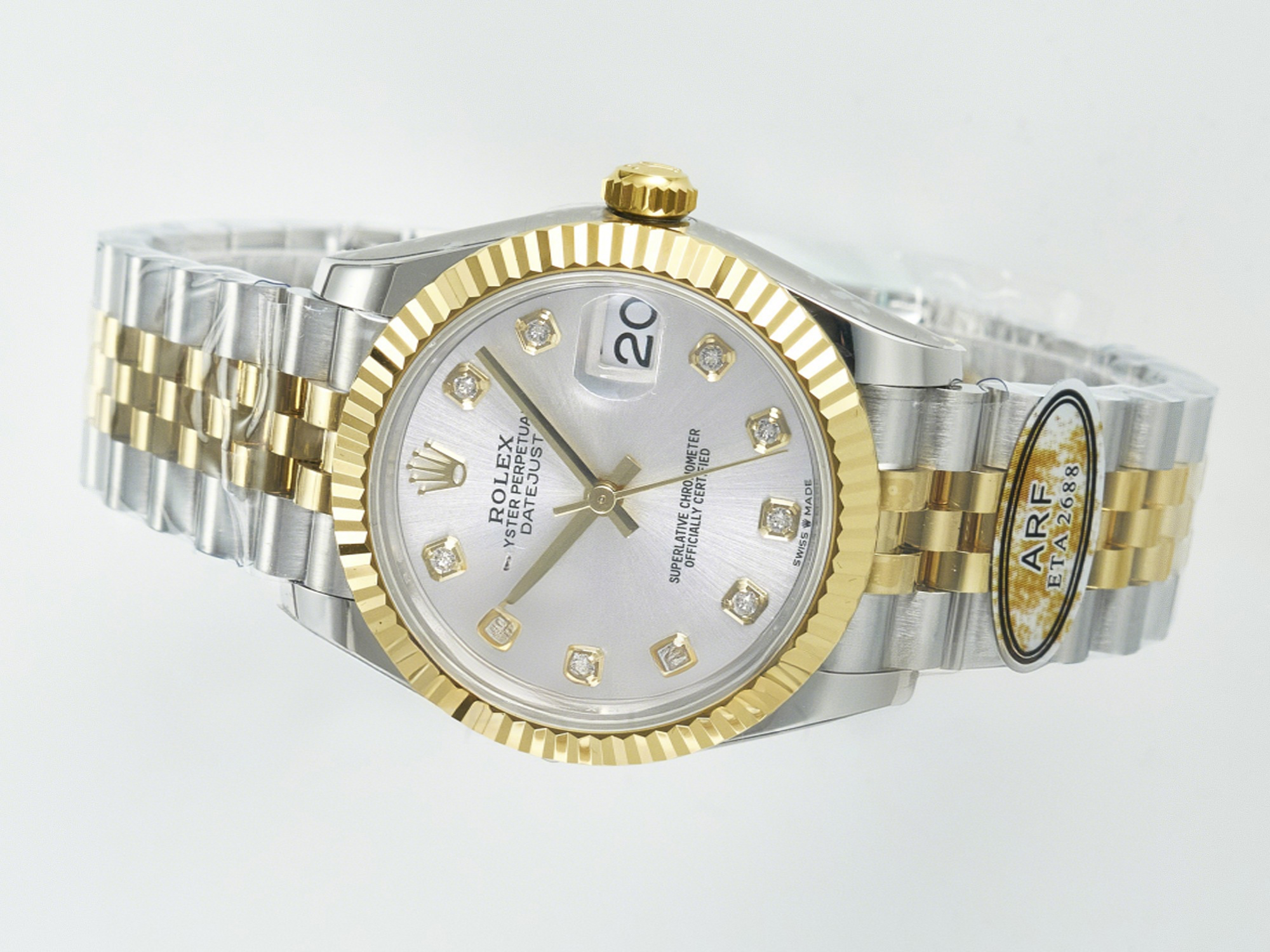 Rolex DateJust 31 278273 ARF 1:1 Best Edition 904L Steel Silver Diamonds Dial on SS/YG Jubilee Bracelet ETA 2688-fasswatch