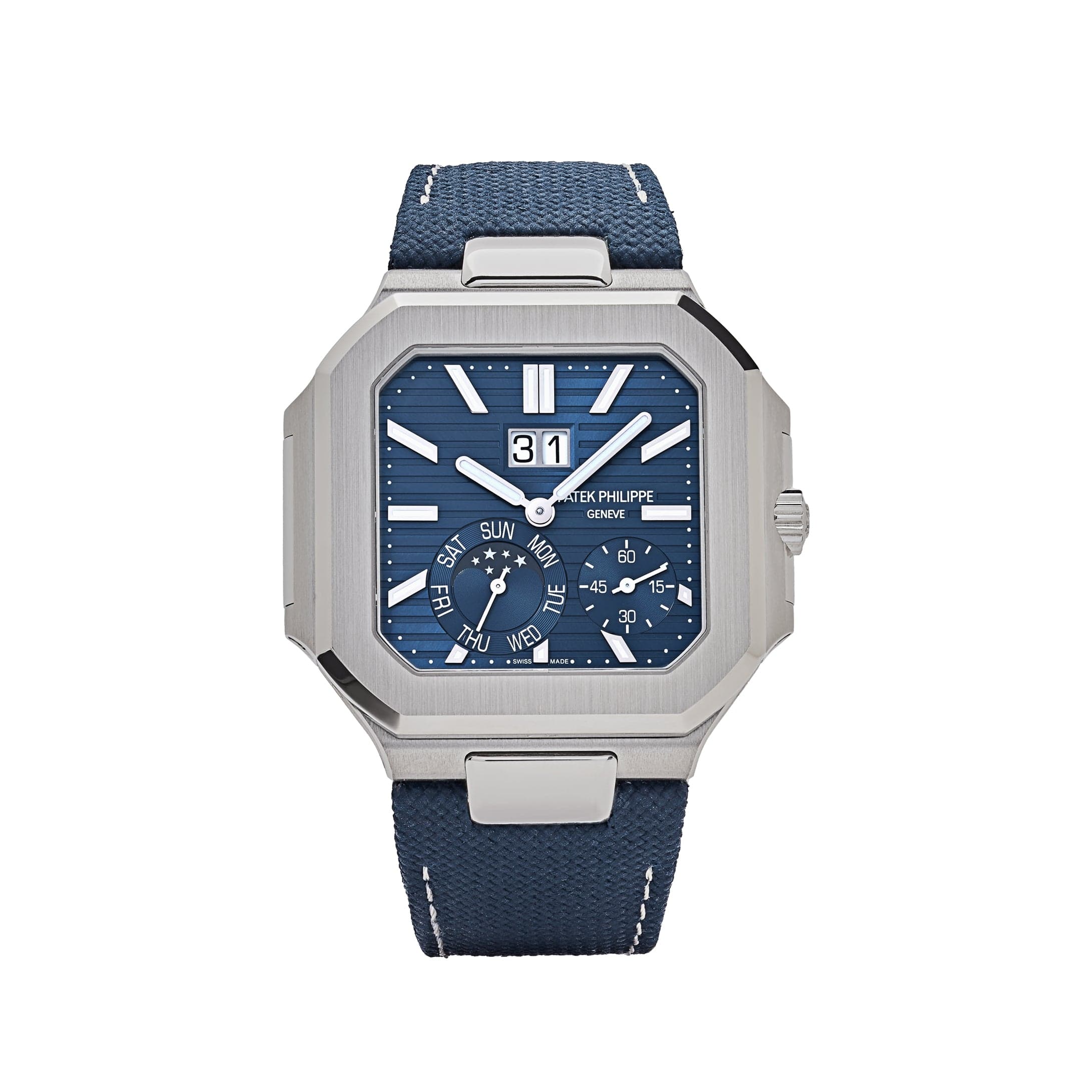 Patek Philippe Cubitus 5822P-001 Platinum Blue Dial Moon Phase (2024)-fasswatch