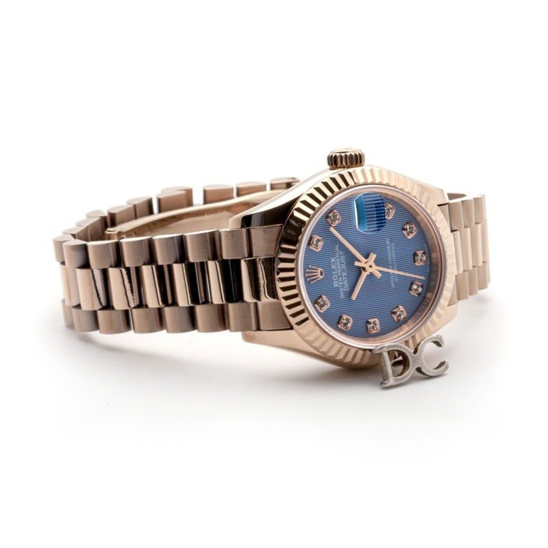 Rolex Ladies Datejust 279175 Blue Dial with Diamonds Markers in Rose Gold-fasswatch