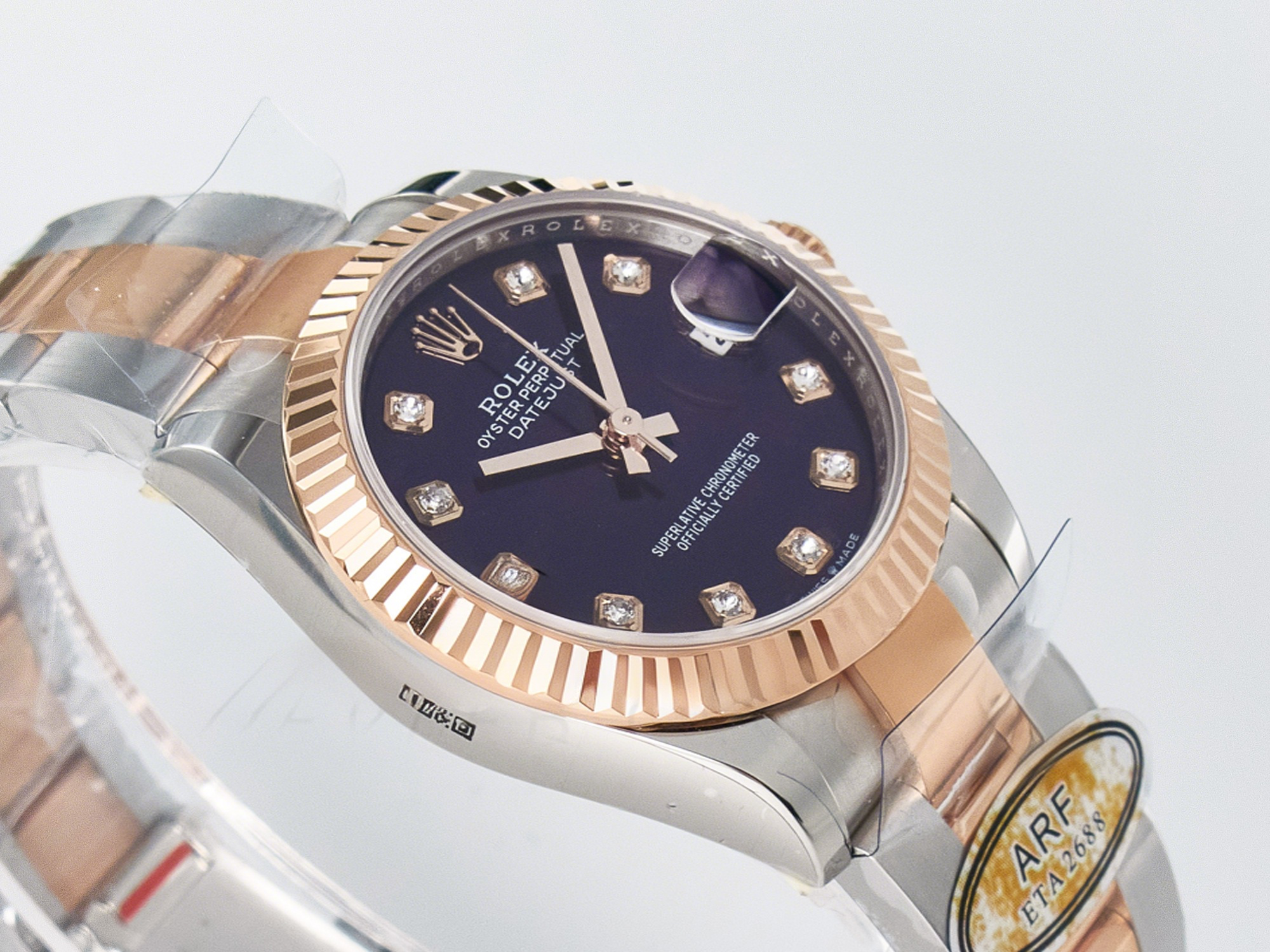 Rolex DateJust 31 278271 ARF 1:1 Best Edition 904L Steel Purple Diamonds Dial on SS/RG Oyster Bracelet ETA 2688-fasswatch
