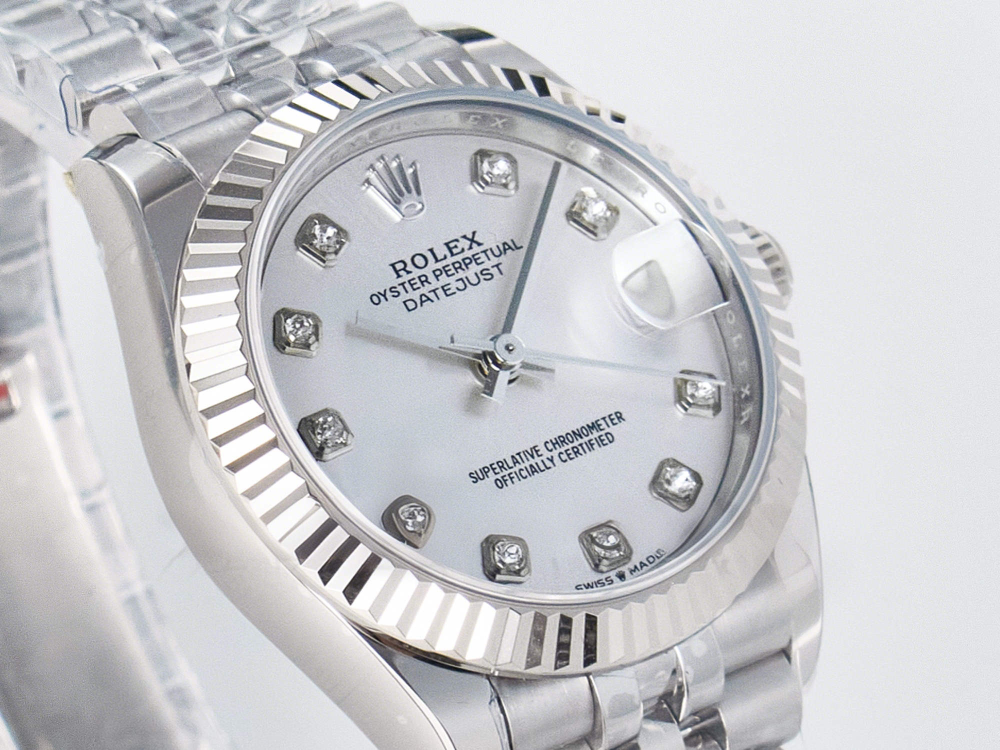 Rolex DateJust 31 278274 ARF 1:1 Best Edition 904L Steel Silver Diamonds Dial on SS Jubilee Bracelet ETA 2688-fasswatch