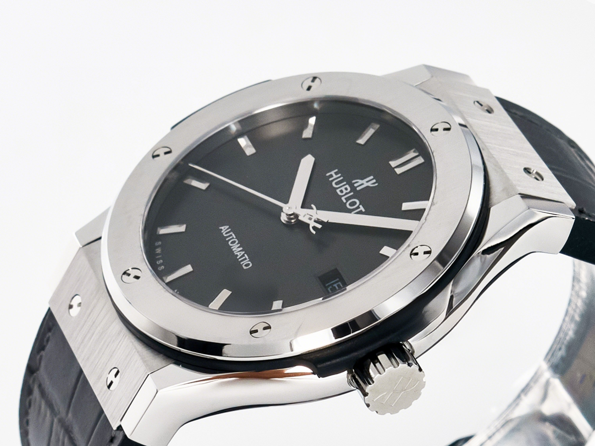 Hublot Classic Fusion Bang 42mm HBF 1:1 Best Edition Gray Dial on Gray Leather Strap A2892-fasswatch