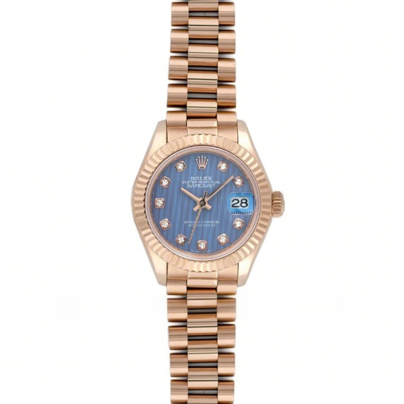 Rolex Ladies Datejust 279175 Blue Dial with Diamonds Markers in Rose Gold-fasswatch