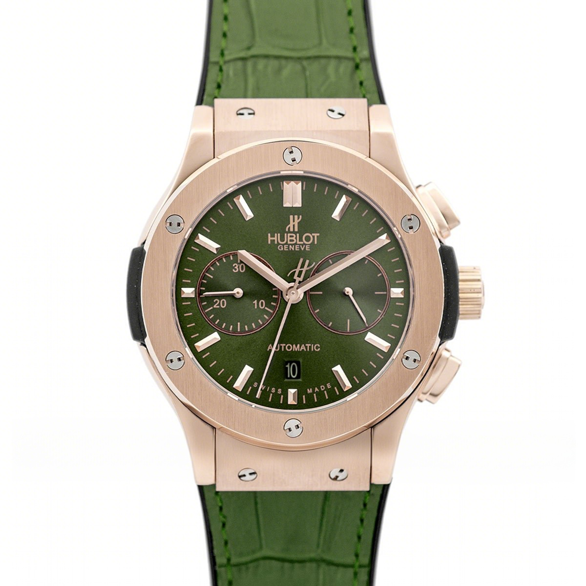 Hublot Classic Fusion Chronograph Green Dial in Rose Gold-fasswatch