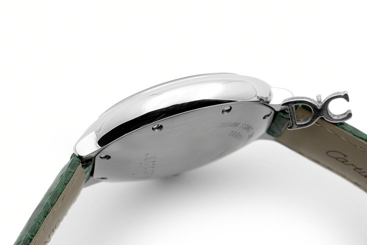 Cartier Ballon Bleu de Cartier 36mm White Dial in Steel on Green Leather Strap-fasswatch