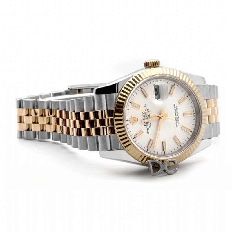 Rolex Datejust 36 126283RBR White Dial in Yellow Gold and Steel with Stick Markers-fasswatch