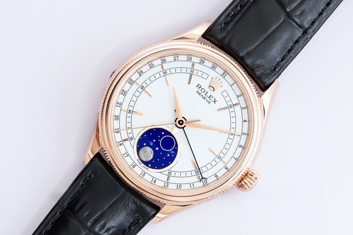 Rolex Cellini Moonphase 50535 Black Leather Strap-fasswatch
