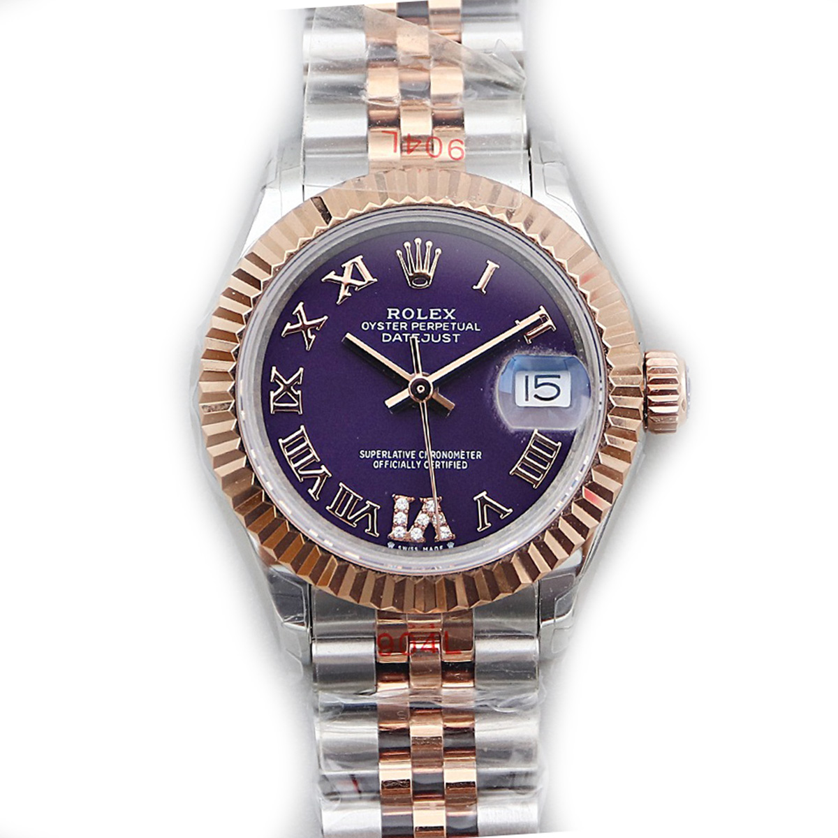 Rolex Ladies Datejust 279171 Aubergine Dial with Roman Markers in Rose Gold/Steel-fasswatch