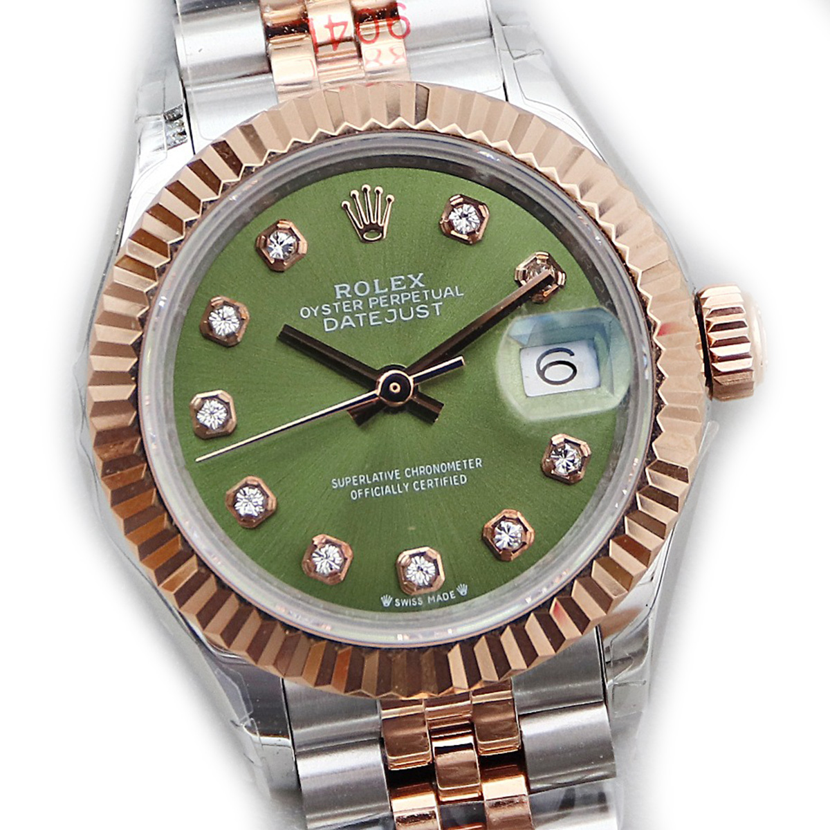 Rolex Ladies Datejust 279171 Olive Green Dial with Diamond Markers in Rose Gold/Steel-fasswatch