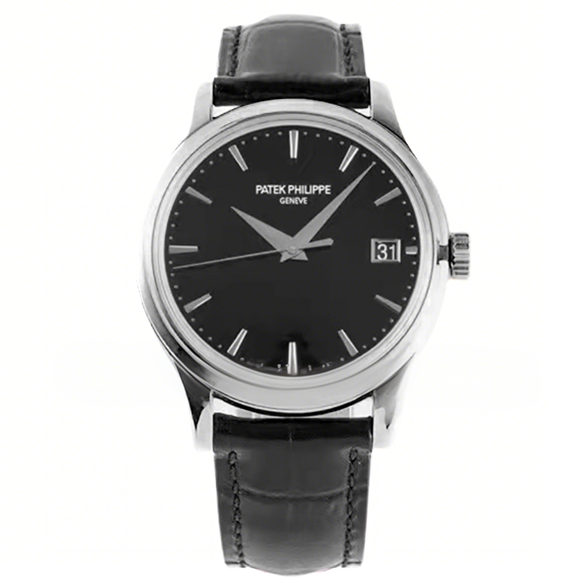Patek Philippe Calatrava 5227G-10 Black Dial in White Gold on Black Leather Strap-fasswatch