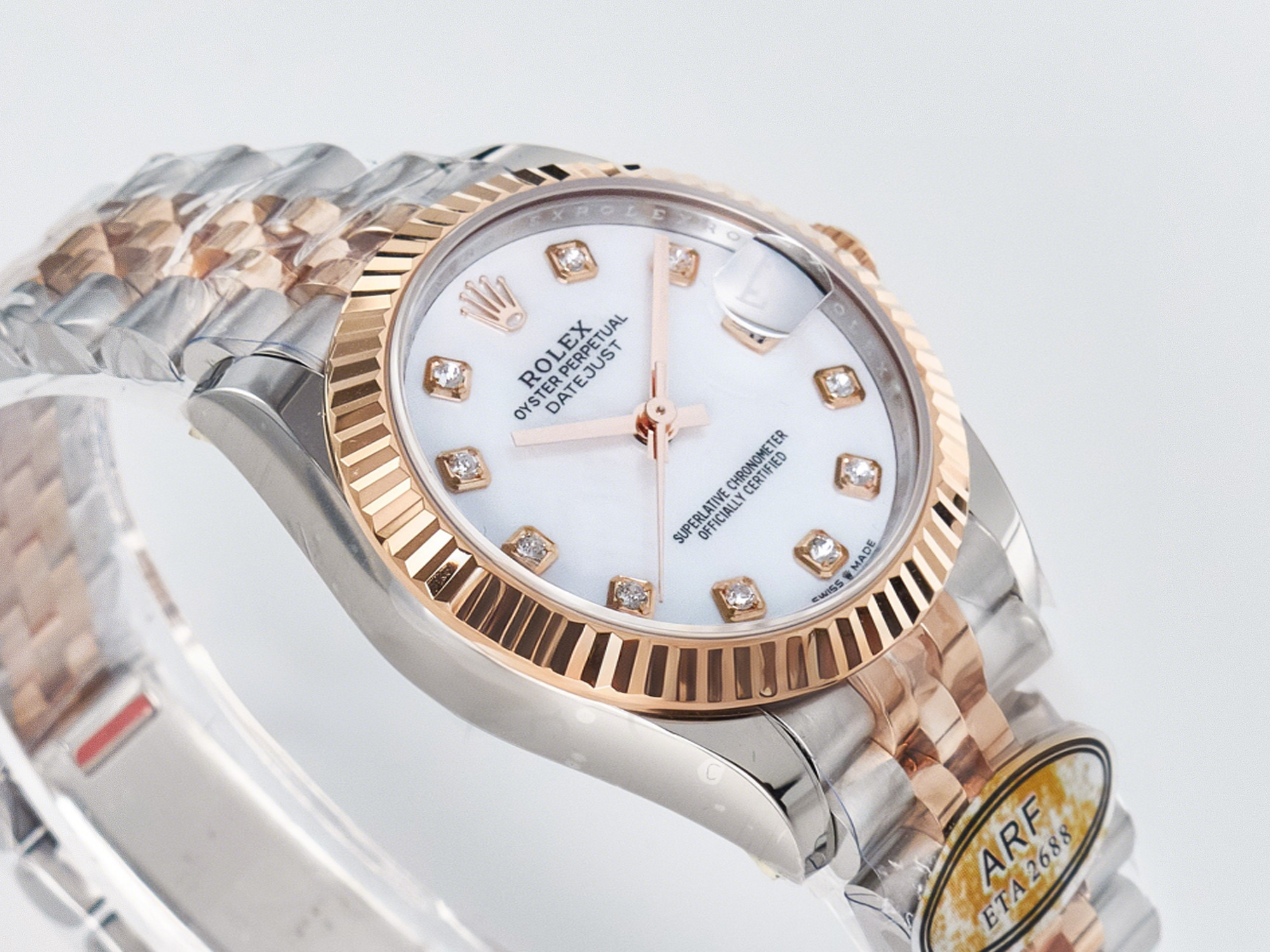 Rolex DateJust 31 278271 ARF 1:1 Best Edition 904L Steel White MOP Diamonds Dial on SS/RG Jubilee Bracelet ETA 2688-fasswatch