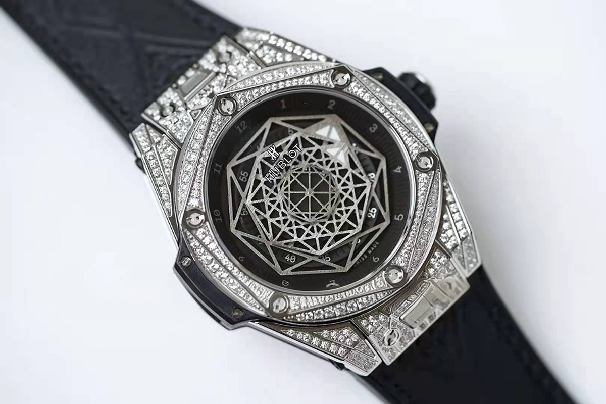 Hublot Big Bang Unico Sang Bleu Steel Pave Black-fasswatch