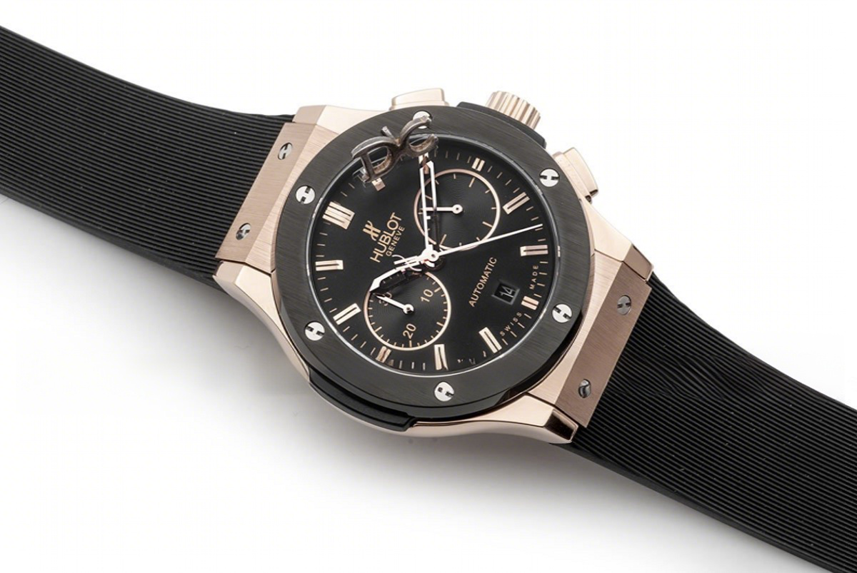 Hublot Classic Fusion Chronograph Black Dial in Rose Gold-fasswatch