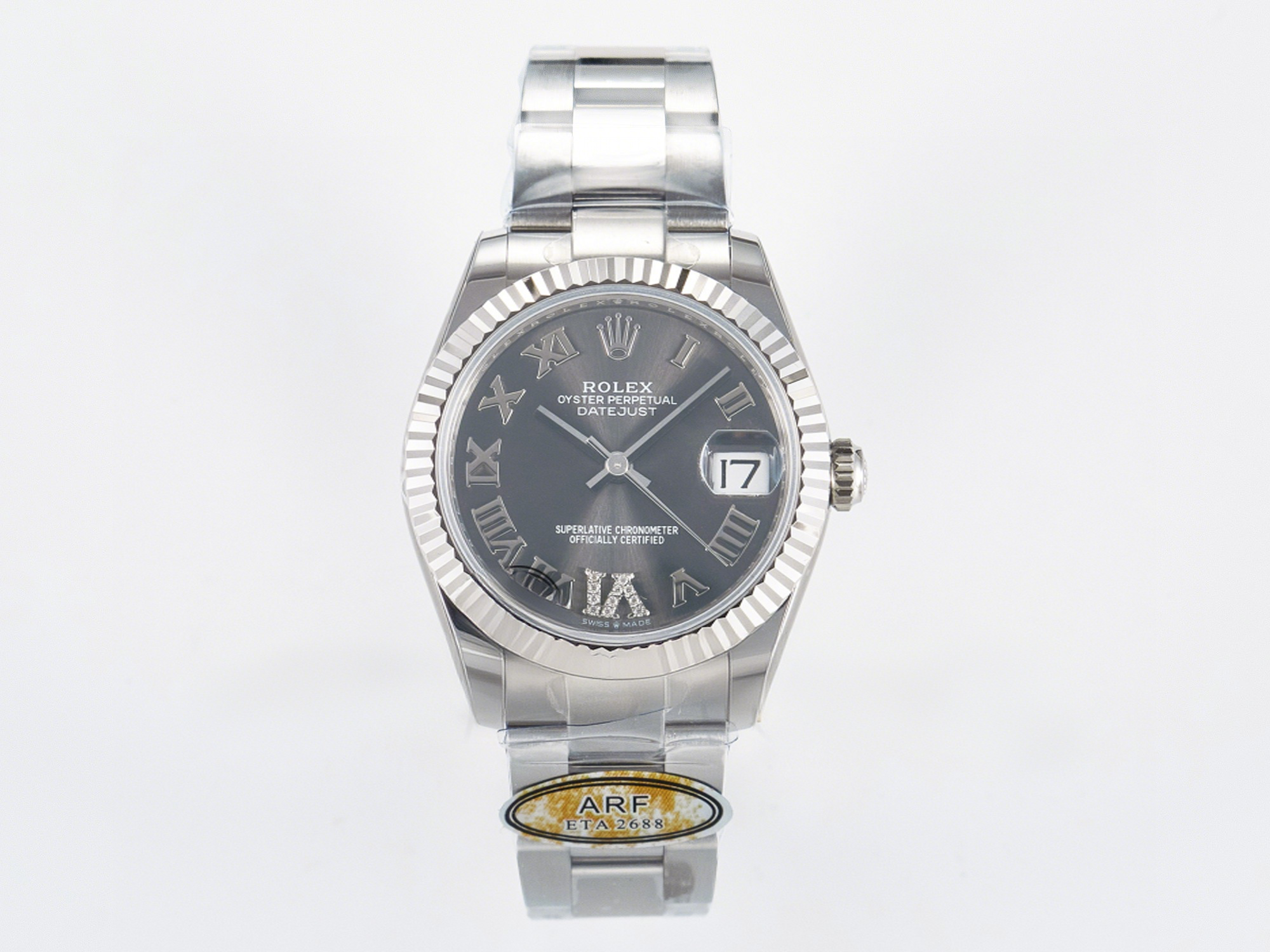 Rolex DateJust 31 278274 ARF 1:1 Best Edition 904L Steel Gray Roman Diamonds Dial on SS Oyster Bracelet ETA 2688-fasswatch