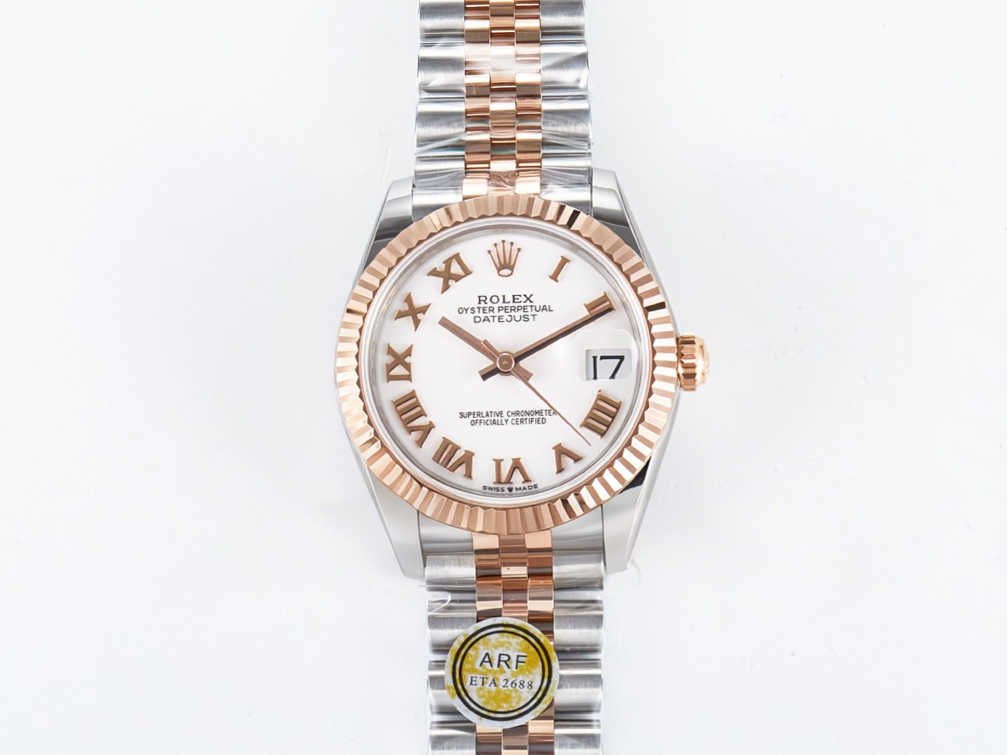 Rolex DateJust 31 278271 ARF 1:1 Best Edition 904L Steel White Roman Dial on SS/RG Jubilee Bracelet ETA 2688-fasswatch