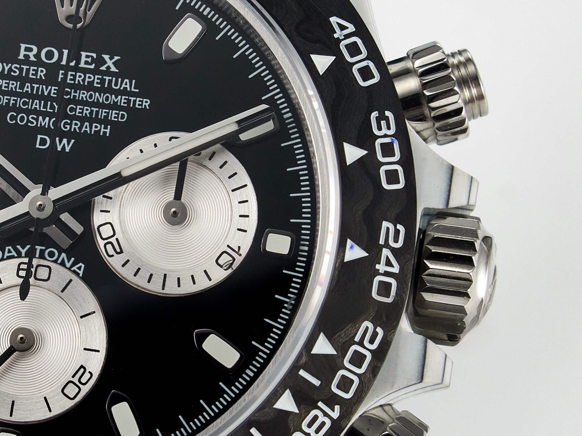 Rolex Daytona DIW White Carbon Case N6F Edition Black/White Dial on Black Nylon Strap A4130-fasswatch