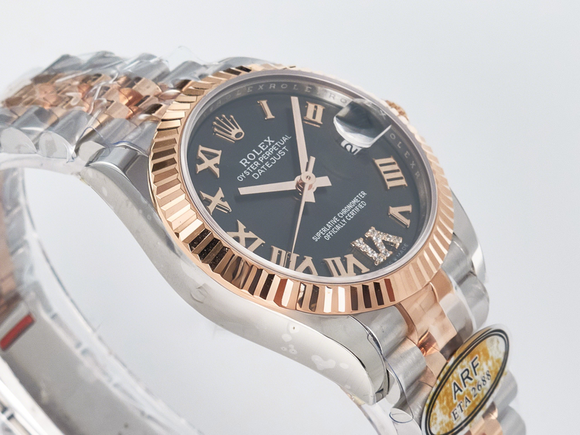 Rolex DateJust 31 278271 ARF 1:1 Best Edition 904L Steel Gray Roman Diamonds Dial on SS/RG Jubilee Bracelet ETA 2688-fasswatch