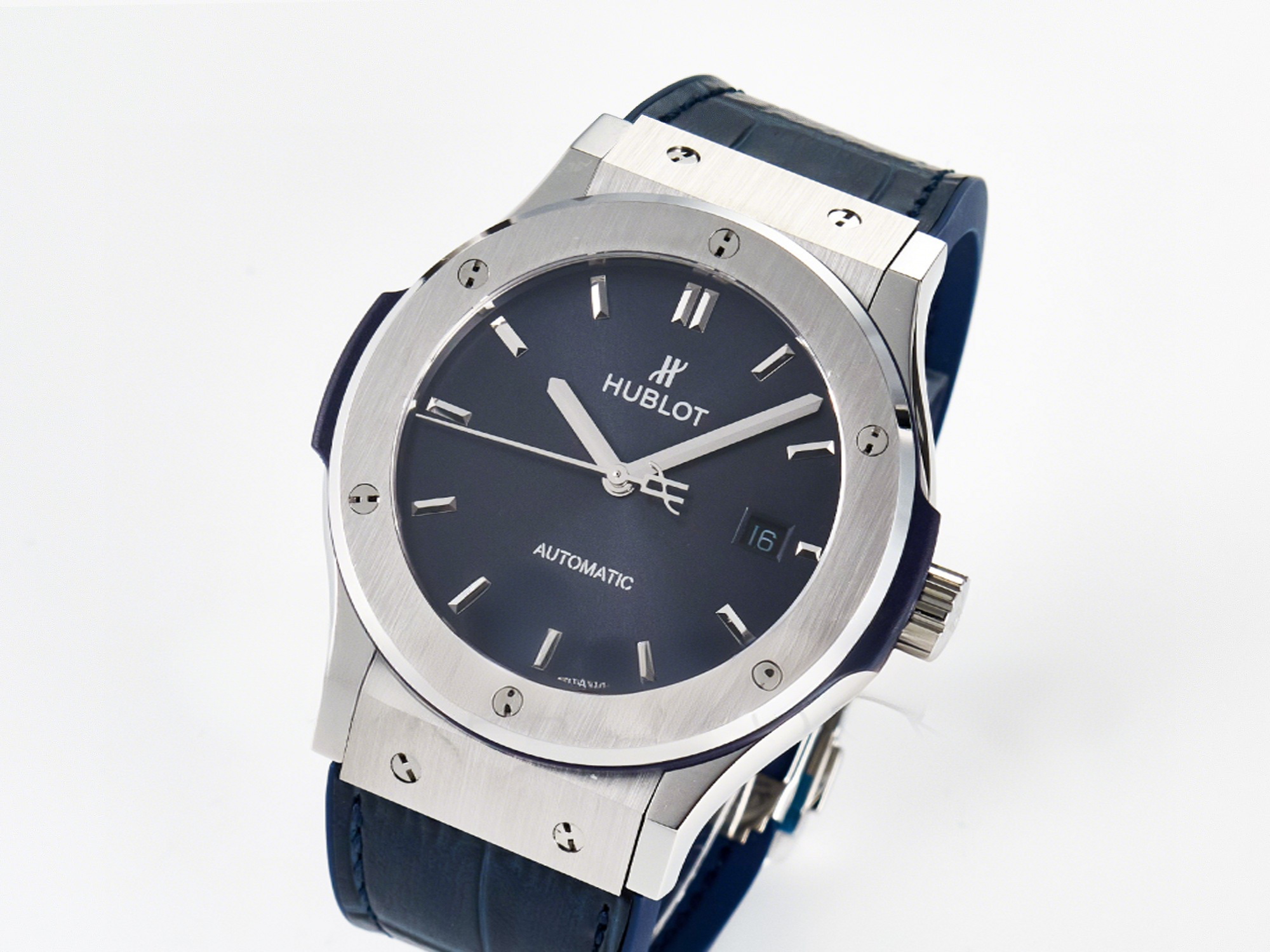 Hublot Classic Fusion Bang 42mm HBF 1:1 Best Edition Blue Dial on Blue Leather Strap A2892-fasswatch