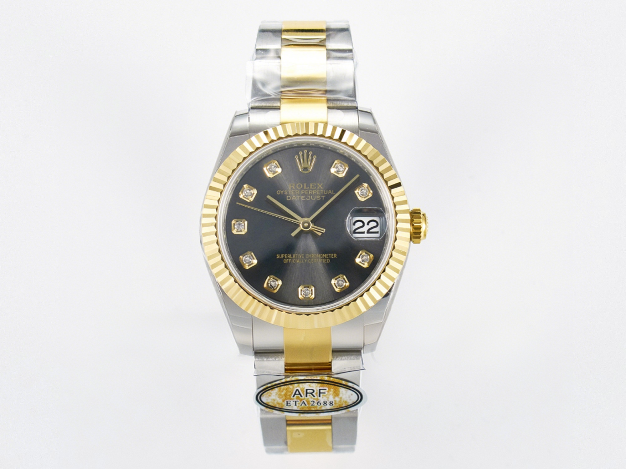 Rolex DateJust 31 278273 ARF 1:1 Best Edition 904L Steel Gray Diamonds Dial on SS/YG Oyster Bracelet ETA 2688-fasswatch