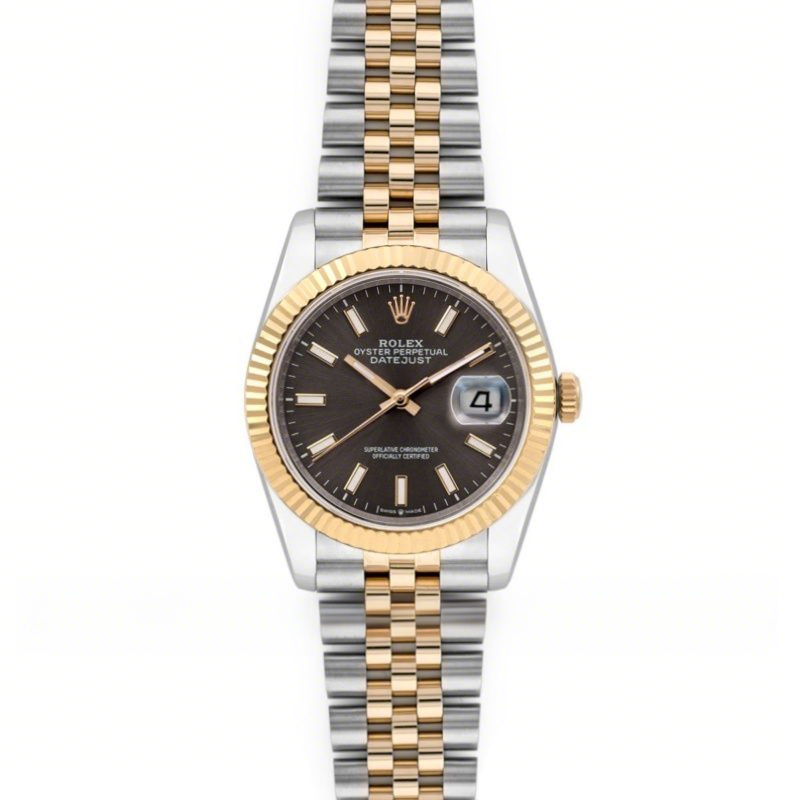 Rolex Datejust 36 126283RBR Dark Rhodium Dial in Yellow Gold and Steel with Stick Markers-fasswatch