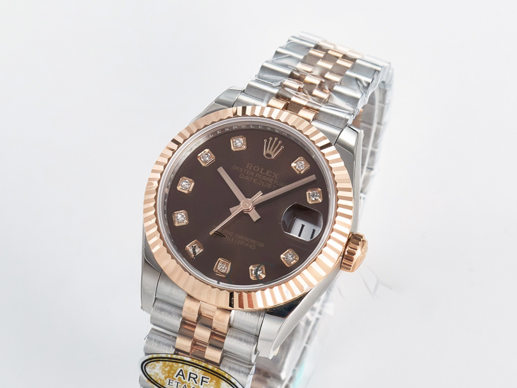 Rolex DateJust 31 278271 ARF 1:1 Best Edition 904L Steel Brown Diamonds Dial on SS/RG Jubilee Bracelet ETA 2688-fasswatch