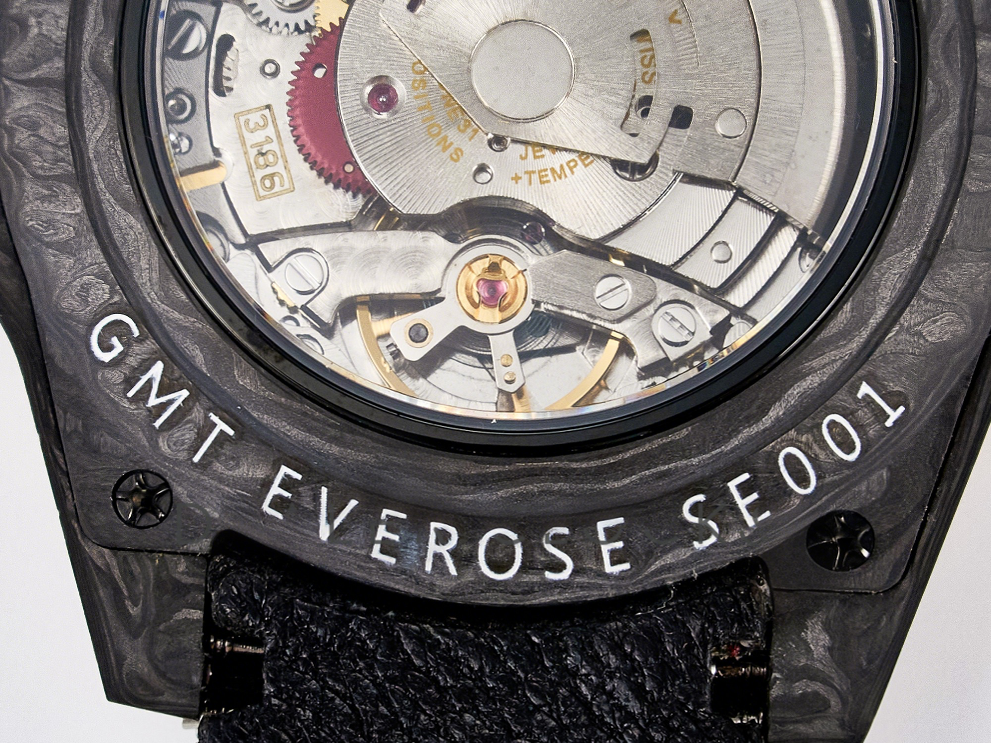 Rolex GMT Carbon DIWF Best Edition Black Carbon Dial RG Markers on Black Nylon Strap SA3186 CHS-fasswatch