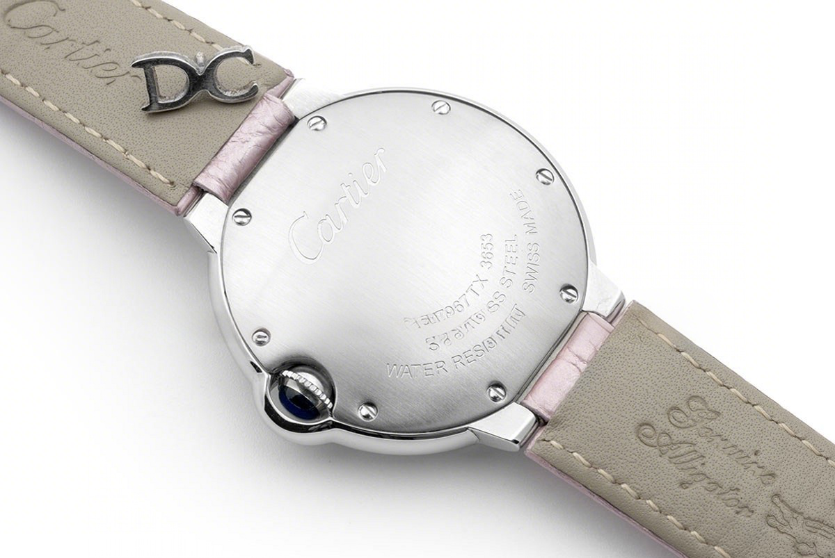 Cartier Ballon Bleu de Cartier 36mm White Dial in Steel on Light Pink Leather Strap-fasswatch