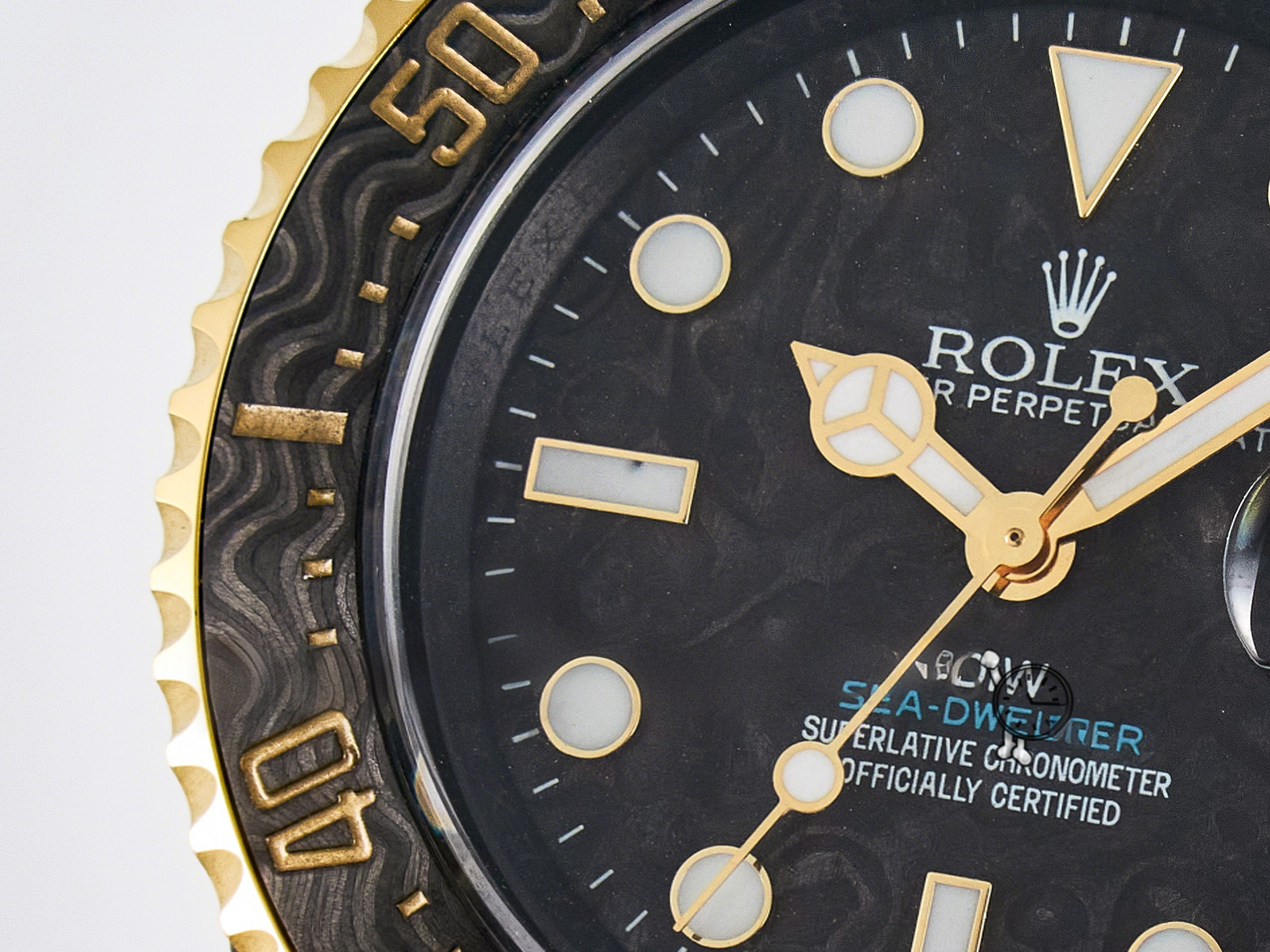 Rolex Sea Dweller 43mm Carbon DIWF Best Edition Black Dial YG Bezel on Blue Nylon Strap A2824-fasswatch