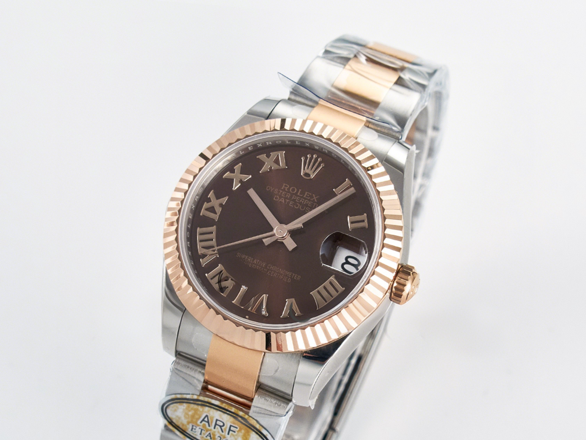 Rolex DateJust 31 278271 ARF 1:1 Best Edition 904L Steel Brown Roman Diamonds Dial on SS/RG Oyster Bracelet ETA 2688-fasswatch