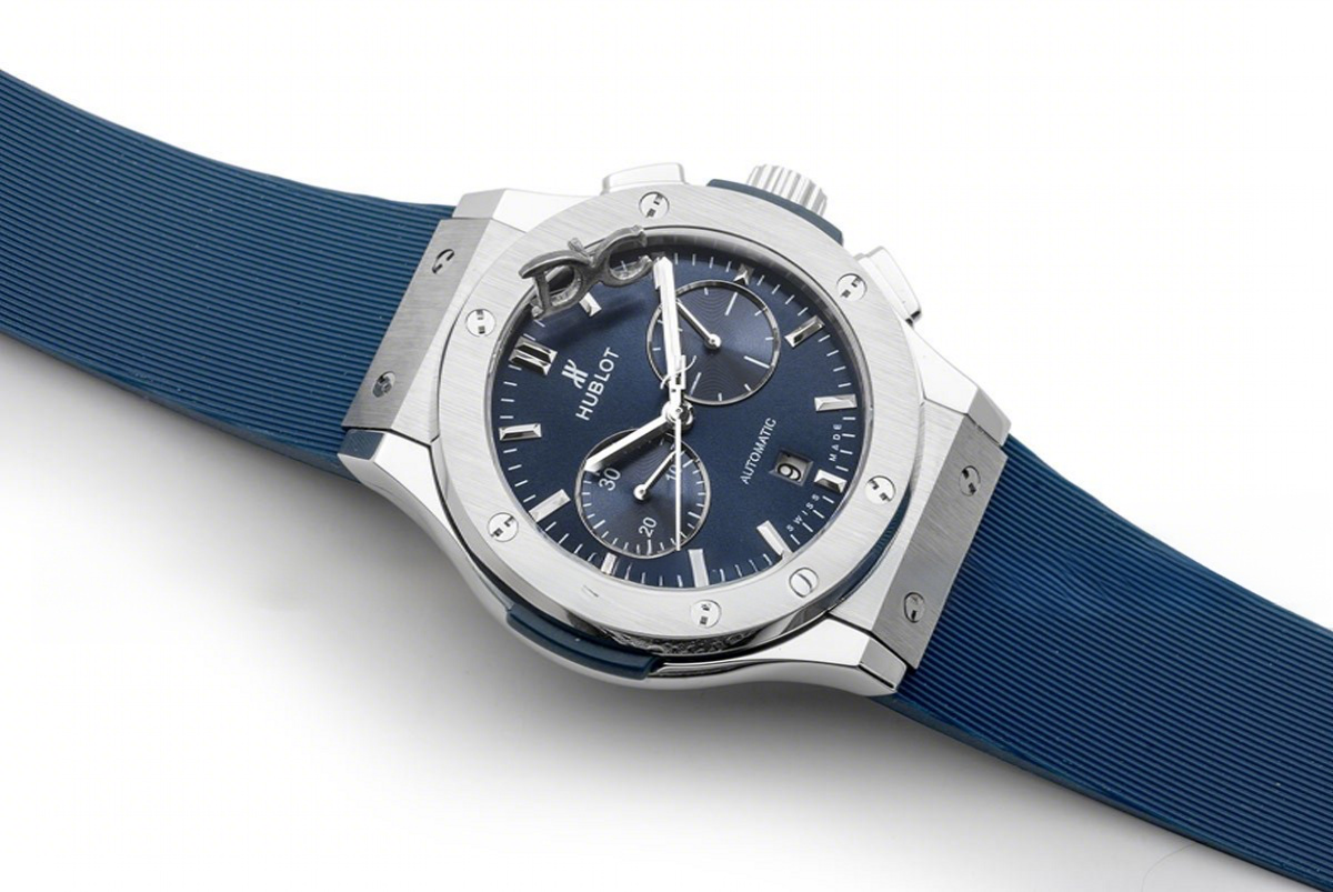 Hublot Classic Fusion Chronograph Blue Dial in Steel-fasswatch