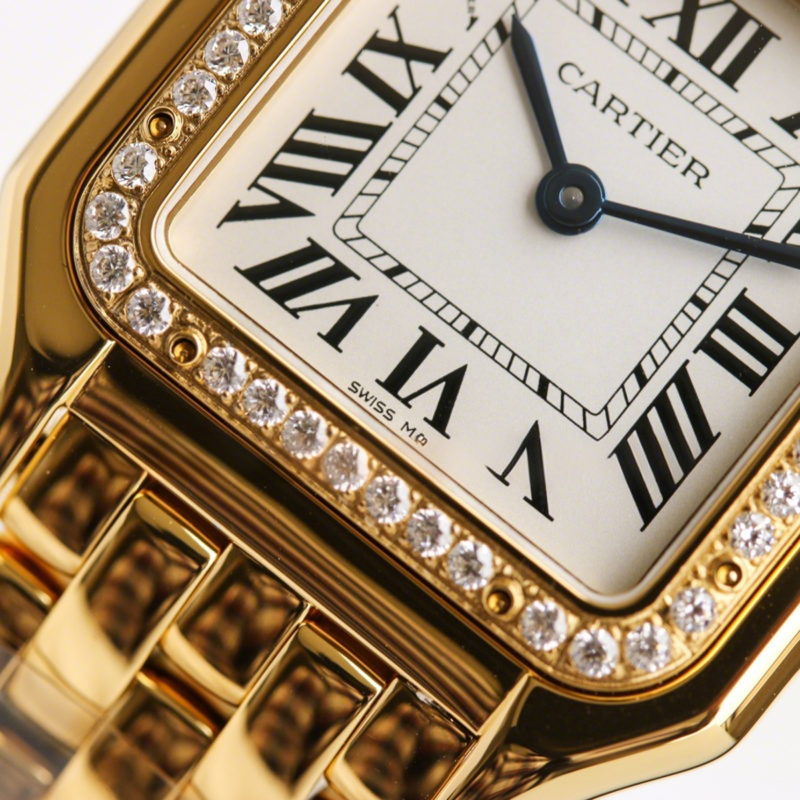 Cartier Panthère De Cartier 27mm White Dial in Yellow Gold with Diamond Bezel-fasswatch