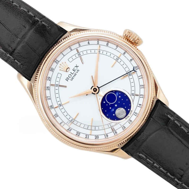 Rolex Cellini Moonphase 50535 Black Leather Strap-fasswatch
