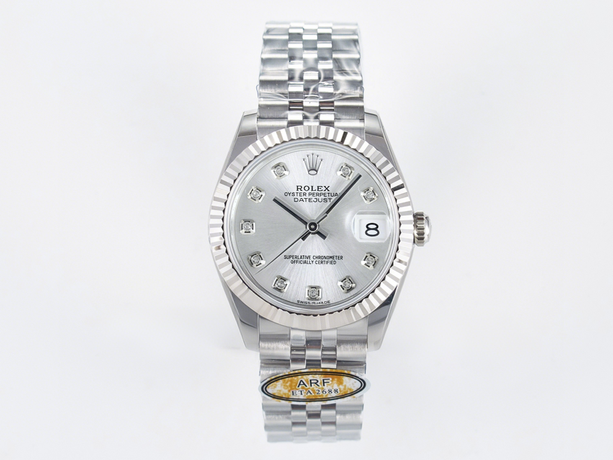 Rolex DateJust 31 278274 ARF 1:1 Best Edition 904L Steel Silver Diamonds Dial on SS Jubilee Bracelet ETA 2688-fasswatch