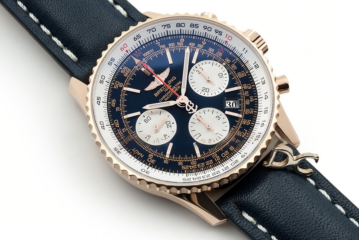 Breitling Navitimer 01 Chronograph Blue Dial in Rose Gold-fasswatch